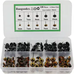 140Pcs Needle Felting Eyes - 6-10mm (Amber with Black)