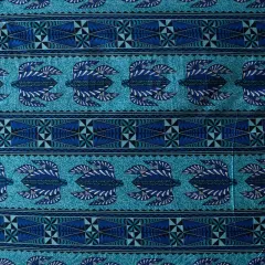 1 Yard Tonga Sea Turtles Peachskin Fabric with Polynesian Hibiscus Floral Print 44/45 Inch Width Blue