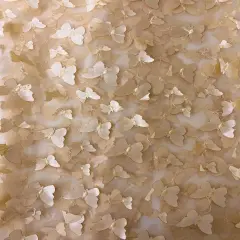 1 Yard 3D Butterfly Embroidered Satin Lace Polyester Fabric Elegant Material 60 Inch Width Gold