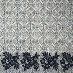 1 Yard Tropical Floral Border Fabric 100% Polyester, 60" Wide White