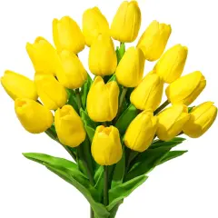 20pcs Fake Tulip Flowers Stem -Yellow