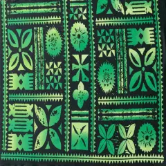 1 Yard Traditional Polynesian Tapa Design Peachskin Fabric 45 Inch Width Green