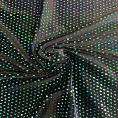 1 Yard Glued Hologram Sequin Stretch Velvet Fabric 60 Inches Width Black Gold