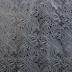 1 Yard Monstera Leaf Tiara Fabric, Foil Print Polyester, 36in L x 60in W Silver & White