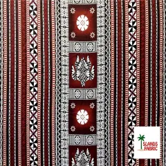 1 Yard Fiji Turtle Border Poly Linen Fabric 55 Inch Width Maroon Oak