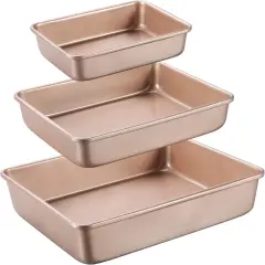 Deep Baking Pans Sets Nonstick,Baking Sheets for Oven,Bakeware Rectangular Cake Pan Set