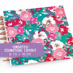 Undated Planner - Signature Layout, Disc Bound - "Teal & Pink Floral" (#605)