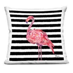 Stupell Industries Bold Flamingo Flower Stripes Indoor Pillow, 18 x 7 x 18