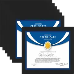 8.5x11 Diploma Frames (Black, 12 Pack), Sturdy Wood Composite Certificate Frame, Sleek Document Frame Bulk, Table Top or Wall Mount, Exclusives Collection