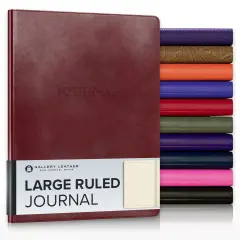 Gallery Leather Journal - Crafted in Maine, USA - Elegant Leather Writing Notebook with 192 Lined Pages - A Timeless Space for Your Thoughts - 9.75x7.5 ", Large Lined Acadia Deep Red