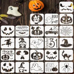 24 PCS Small Halloween Stencils for Painting on Wood, 3x3 inch (Halloween)