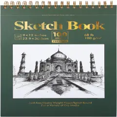 9" x 12" Sketch Book, 100 Sheets Spiral Bound Art Sketchbook