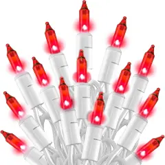 Christmas String Lights, 20FT 100 Count Incandescent White Wire Christmas Mini Lights, Waterproof Xmas String Lights for Outdoor Indoor Home Party Yard Decorations, Red