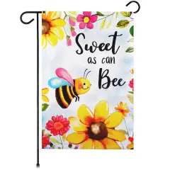 G128 Sweet Bee Flowers Garden Flag 12x18 In Double Sided Spring Yard Garden Lawn Decoration