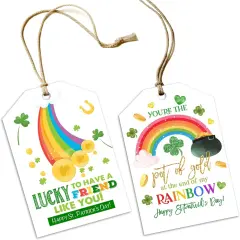 50Pcs St. Patrick's Day Tags - Green Clover Tags Decoration Irish Gift Hanging Tags