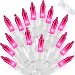 String Light,100 Count Incandescent Mini String Light in 19.6ft,Indoor/Outdoor 120V UL Certified Mini Light for Christmas,Wedding,Patio Lawn,Home,Garden,Party (Pink)