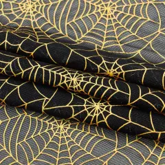 1 Yard 36" x 60" Spiderweb Foiled Mesh Spandex Fabric 100 GSM Black/Gold