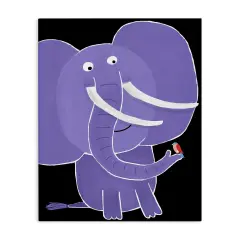 Stupell Industries Elephant & Bird on Black Canvas Design by Carla Daly