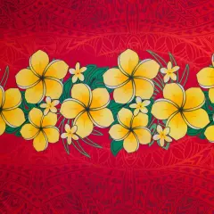 67" L x 45" W Plumeria Polyester Sarong Fabric Red