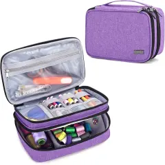 Sewing Accessories Organizer, Double-Layer Sewing Supplies Organizer for Needles, Scissors, Measuring Tape, Thread and Other Sewing Tools (NO Accessories Included), Purple