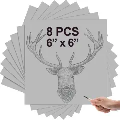 8 Pcs Linoleum Block Rubber Carving Block Soft Linocut Block Large Lenolium Sheet Unmounted Lino Plates for Engraving Art Project Printmaking Artist Studio Supplies(6 x 6 Inch,Gray)