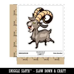 Water Bottle Sticker Set Silly Happy Goat with Big Horns Cute Waterproof Vinyl Stickers Pack Decal, Skateboard, Laptop, Car, Window, Bumper - 5 Pack