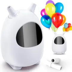 Electric Balloon Pump, Portable Dual Nozzle Electric Balloon Blower Pump, Electric Balloon Inflator for Decoration (110V 600W) (White)