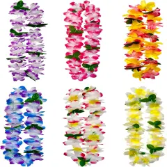 6 Counts Summer Garland Hawaiian Leis Bulk,leis for luau party,hawaiian leis for adults,beach party favors for adults,Summer Beach Vacation,Theme Party Decorations