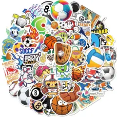 50Pcs Ball Sport Stickers, Cool Basketball Baseball Soccer Football Waterproof Vinyl Decal for Adult Teen Kids Notebook Water Bottle, Laptop, Luggage, Phone, Skateboard, Helmet