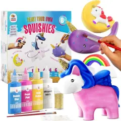 Unicorn Squishy Paint Set for Kids Ages 8-12, Unicorn Gifts for Girls 8-10, Arts and Crafts for Kids, Paint Your Own Squishies Kit