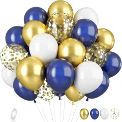 Navy Blue and Gold Balloons, Blue and Gold Balloons, Gold Confetti Balloons Navy Blue Gold Latex Balloons for Boys Birthday Baby Shower