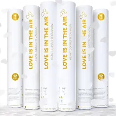 White Biodegradable Heart Confetti Poppers Confetti Cannon | 6 Pack | Party Poppers Decoration for Valentine's Day, Wedding, Bridal Shower | Wedding Supplies Party Favors | 12 in