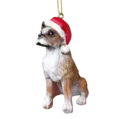 Dog in a Santa Hat Ornament - Pit Bull
