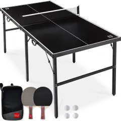 Best Choice Products 6x3ft Portable Ping Pong Table Game Set, Folding Table Tennis w/ 2 Paddles, Balls Black