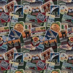 Passport - Blue,Green Novelty Upholstery Fabric 54 Inches"