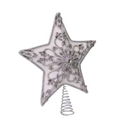 White and Silver Star Treetop - 13 Inch