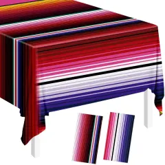 2 Pack Mexican Tablecloth Plastic 54 x 108 Rectangular Table Cover Disposable Mexican Serape Table Cloth for Cinco De Mayo Fiesta Party Baby Shower Picnic Mexican Fiesta Tablecloth