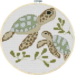 Cross Stitch Kits Little Turtle Looking for Mom 11CT Stamped Patterns Easy Cross Stitching Embroidery Needlework Kit Supplies (Turtle)