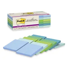 Post-it Recycled Super Sticky Notes - Oasis Collection, 3" x 3", Pkg of 12