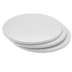 3 Pack 14 Inch Round Cake Drum Board Set, Round Boards for Baking Supplies, Desserts (0.5 Inches Thick) White