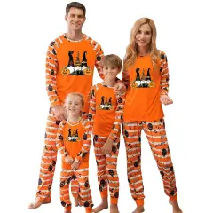 Christmas Nightwear Sets Tops And Pants Orange Grey Outfits