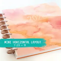 2025 Planner - Mini Horizontal Layout, Disc Bound - "Sunset Watercolor" (#1003)