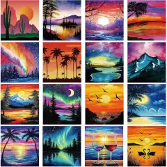16 Pcs Pre Drawn Canvas Stretched Pre Printed Canvas