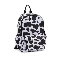 Zodaca Cow Print Mini Backpack for Women, and Girls, Small Shoulder Bag for School, Travel, Day Trips, Concerts, and Festivals, Cow Mini Backpack with Adjustable Straps, 12.5x4.5x15 inches Black