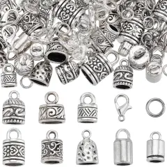 1 Box 230Pcs Cord Lobster Clasps Tibetan Antique Silver for Jewelry Making Kit