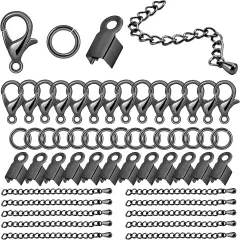 580 Pieces Jewelry Making Accessories Set Over Cord End Caps 50 Lobster Claw Clasps