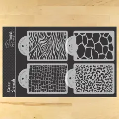 Animal Skin Cake Stencil Set: Zebra, Giraffe, Crocodile, Leopard | C456 by Designer Stencils |
