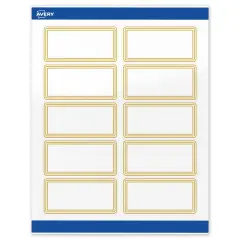 Avery Printable Rectangle Labels, Gold Multi-Lined Border, 2" x 4", Glossy White Rectangle Labels, Permanent, Laser/Inkjet, 100ct, Great for Product Labels