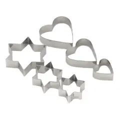 Chef Craft 6pc Stainless Steel Cookie Cutter Set - Star and Heart Shapes