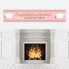 Big Dot of Happiness Rose Gold Grad - 2025 Graduation Party Decorations Party Banner